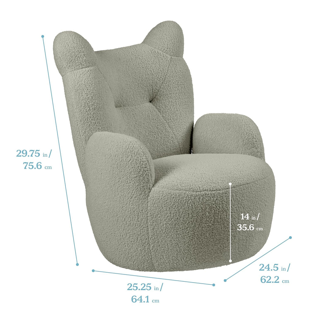 ECR4Kids Teddy Bear Sherpa Toddler Chair, 14in Seat Height, Kids Furniture, Dark Sage