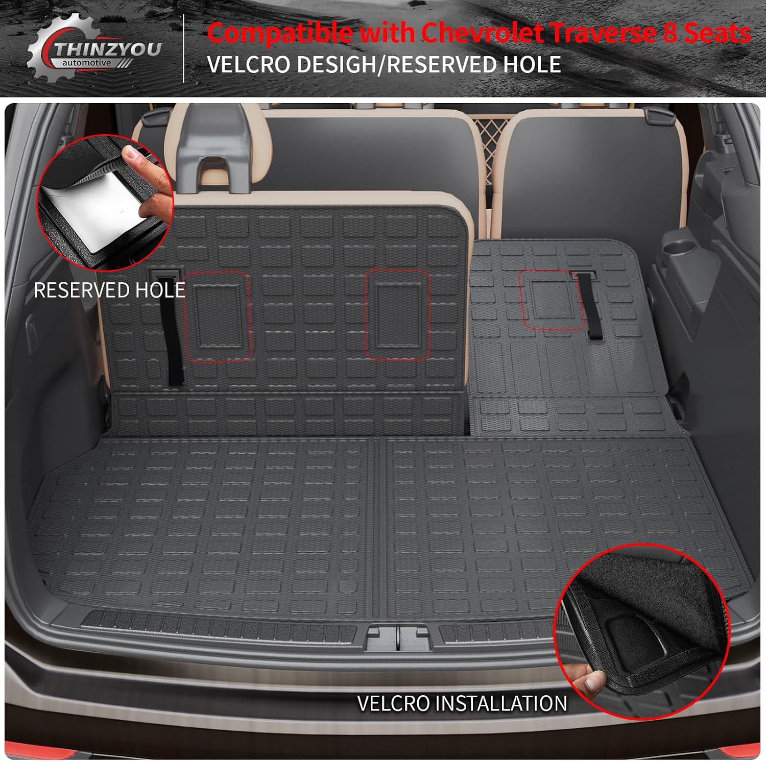 8 Seats Floor Mats Compatible with 2024 2025 2026 Chevy Traverse&GMC Acadia Cargo Liner Back Seat Cover Protector Caogo Mats 24-25 Chevrolet Traverse Accessories (Floor Mats Set of 9PCS)
