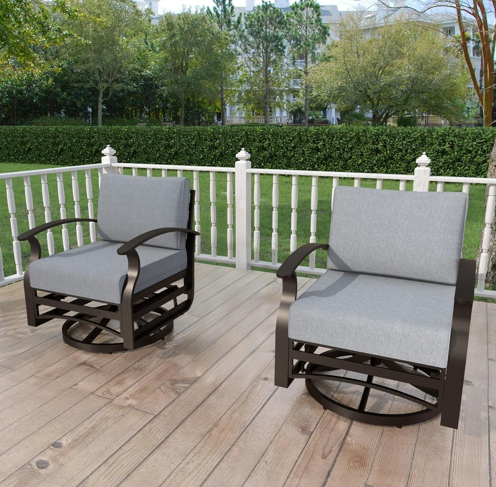 Kurapika 1 Piece Patio Furniture Chair, Outdoor Aluminum Swivel Glider Rocker, Patio Bistro Set Rocking Chair for Porch, Garden, Patio, Grey