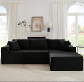 Cloud Couch Sectional, L Shaped Boneless Couch Sectional Couches for Living Room, Modern Comfy Corduroy Fluffy Modular Sofa with Deep Seat, No Assembly (Black, Right Facing Chaise)