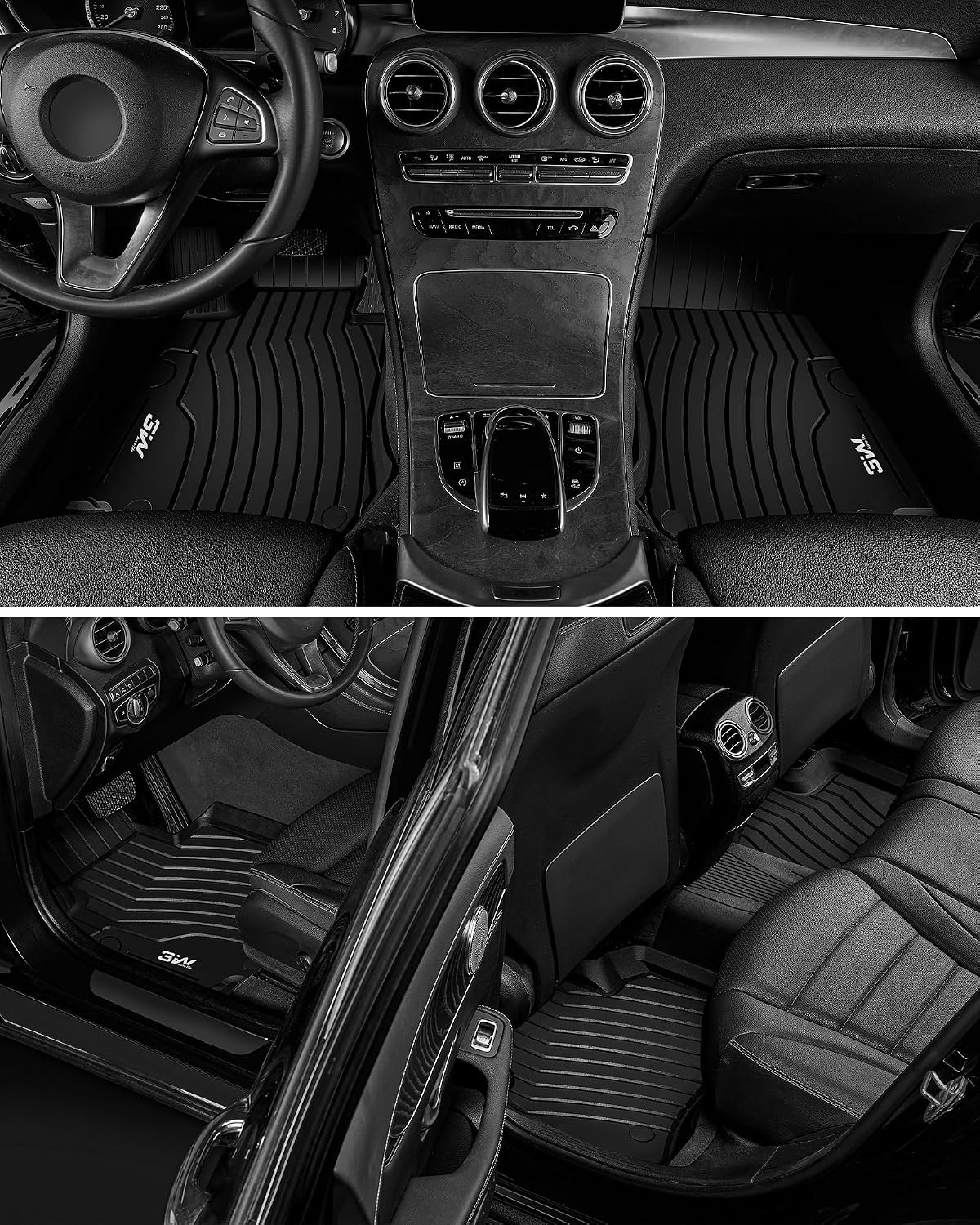3W Floor Mats for Benz GLC SUV & Coupe 2016-2022, TPE All Weather Custom Fit Floor Liner for Benz GLC300/GLC350e/GLC43 AMG/GLC63 AMG/GLC63 AMG S Accessories Full Set Car Mats Easy Clean