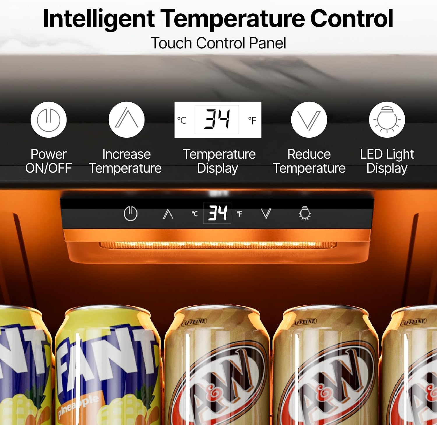 Ca'Lefort Mini Fridge Beverage Cooler, 65 Can Beverage Refrigerator with Reversible Glass Door, Adjustable Shelves for Soda, Beer & Drinks, Digital Temperature Control for Dorm, Office & Home