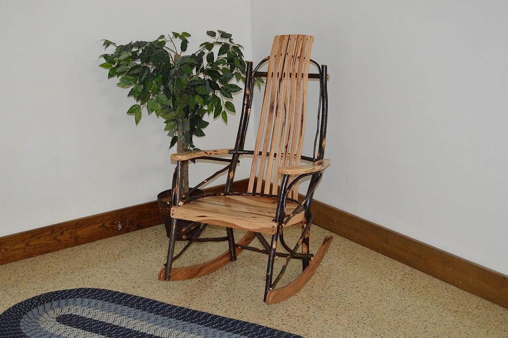 Amish-Made Medium Rustic Hickory Rocking Chair