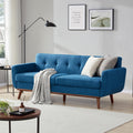 Kingfun 77.2' W Loveseat Sofa, Mid Century Modern Decor Love Seat Couches for Living Room, Button Tufted Upholstered Furniture, Solid & Easy to Install Small Couch for Bedroom Office Apartment, Blue