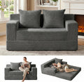 Erament Convertible Sofa Bed, Loveseat Folding Floor Futon Sleeper Sofa Couch Bed- Boneless Foldable Couch, Corduroy Pull Out Sofa Bed with 2 Pillows for Living Room & Bedroom