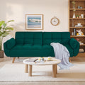 Convertible Futon Couch Bed, Sleeper Sofa Bed with Adjustable Backrests, Linen Loveseat Sofa 3 Seater Comfy Couch for Small Spaces, Living Room, Bedroom(Green, 75')
