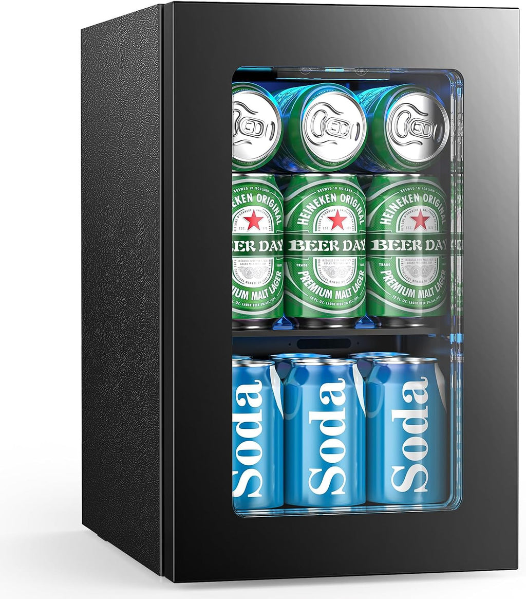 Electactic Mini Fridge 24 Can Beverage Cooler Refrigerator, 0.6 CUFT Freestanding Small Drink Fridge for Bedroom, Home Kitchen Bar, LED Touch Control Adjustable 40℉-61 ℉ Temperature