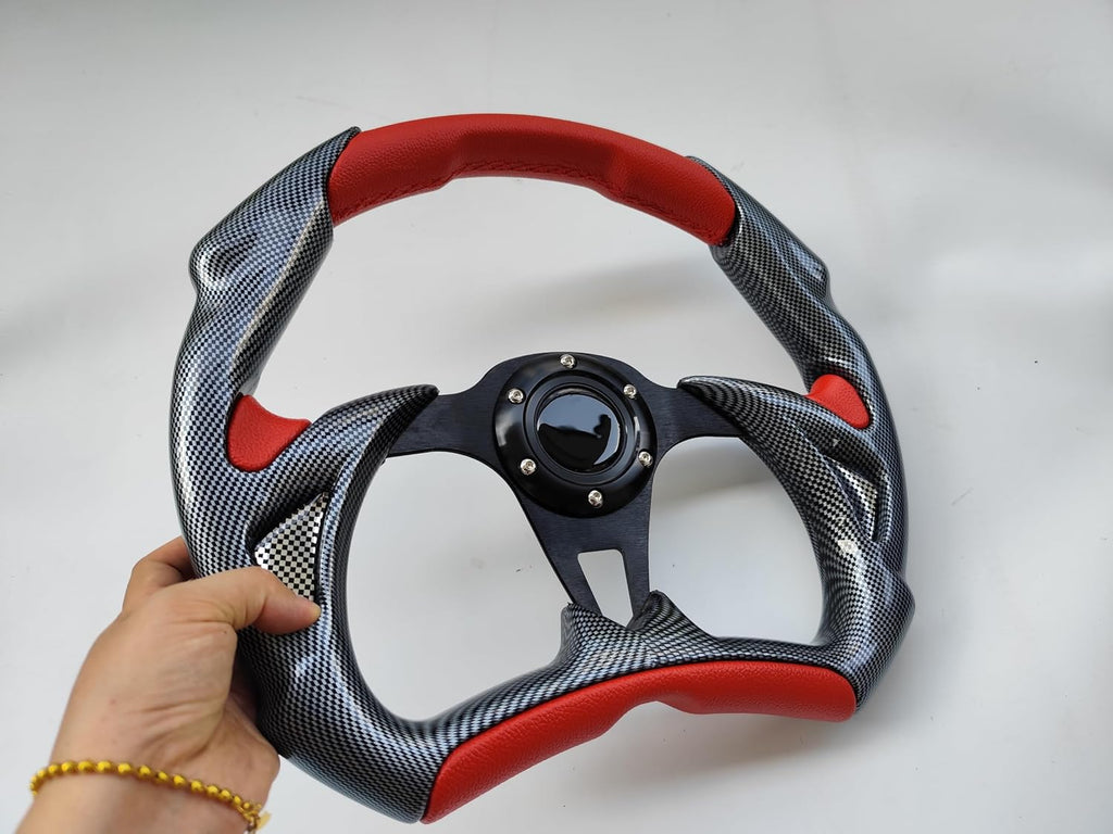 14-inch 350mm Red + Black Steering Wheel for Polaris Slingshot RZR 800 1000 UTV ATV Boat Golf Cart - Universal Fit No Quick Release or Adapter
