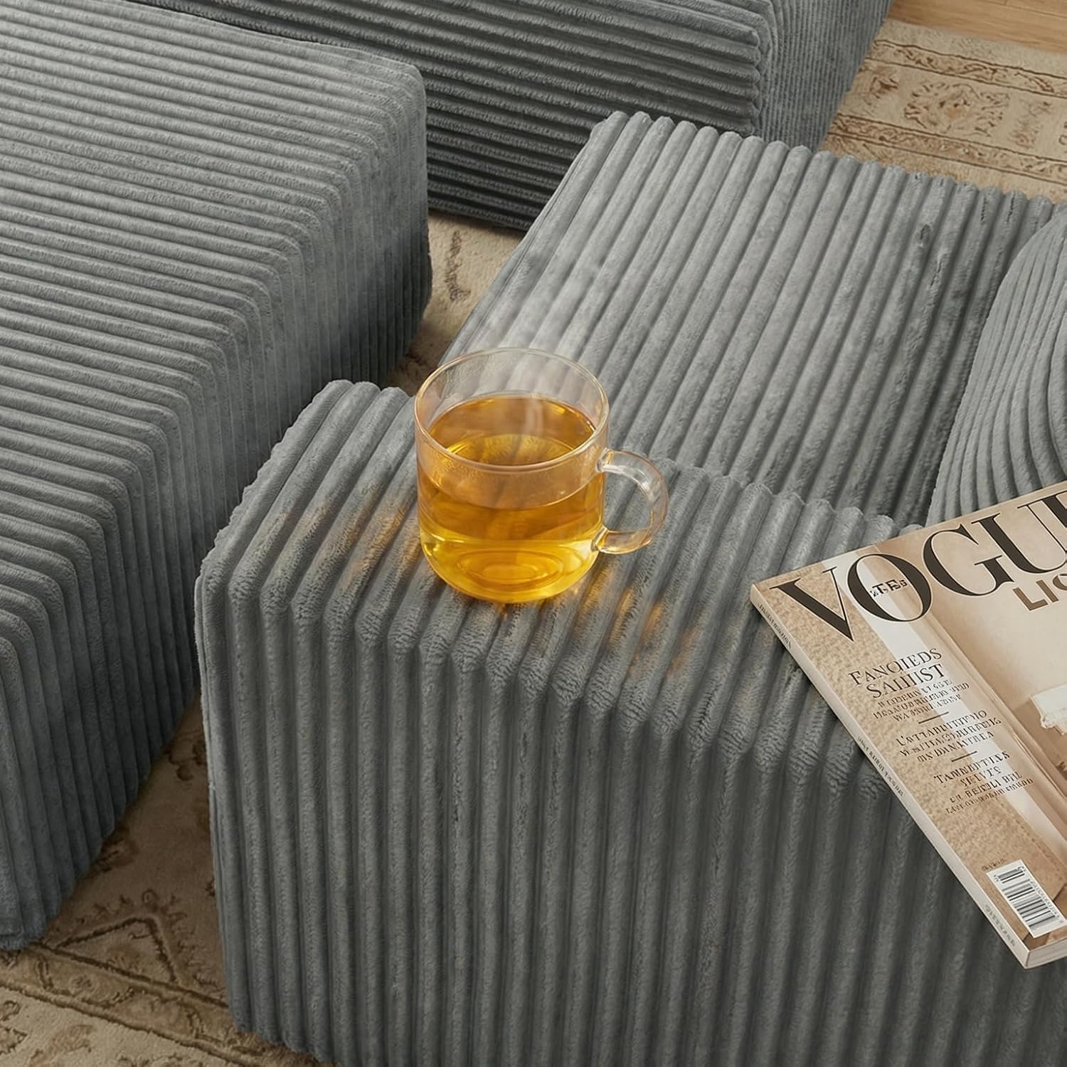 Sytopia 109' L-Shaped Cloud Couch, Modular Sectional Sofa with Deep Seat for Living Room Bedroom, Modern Floor Couch Corduroy, Comfy Sleeper Futon Sofa Bed 40D Foam Furniture, Left Facing