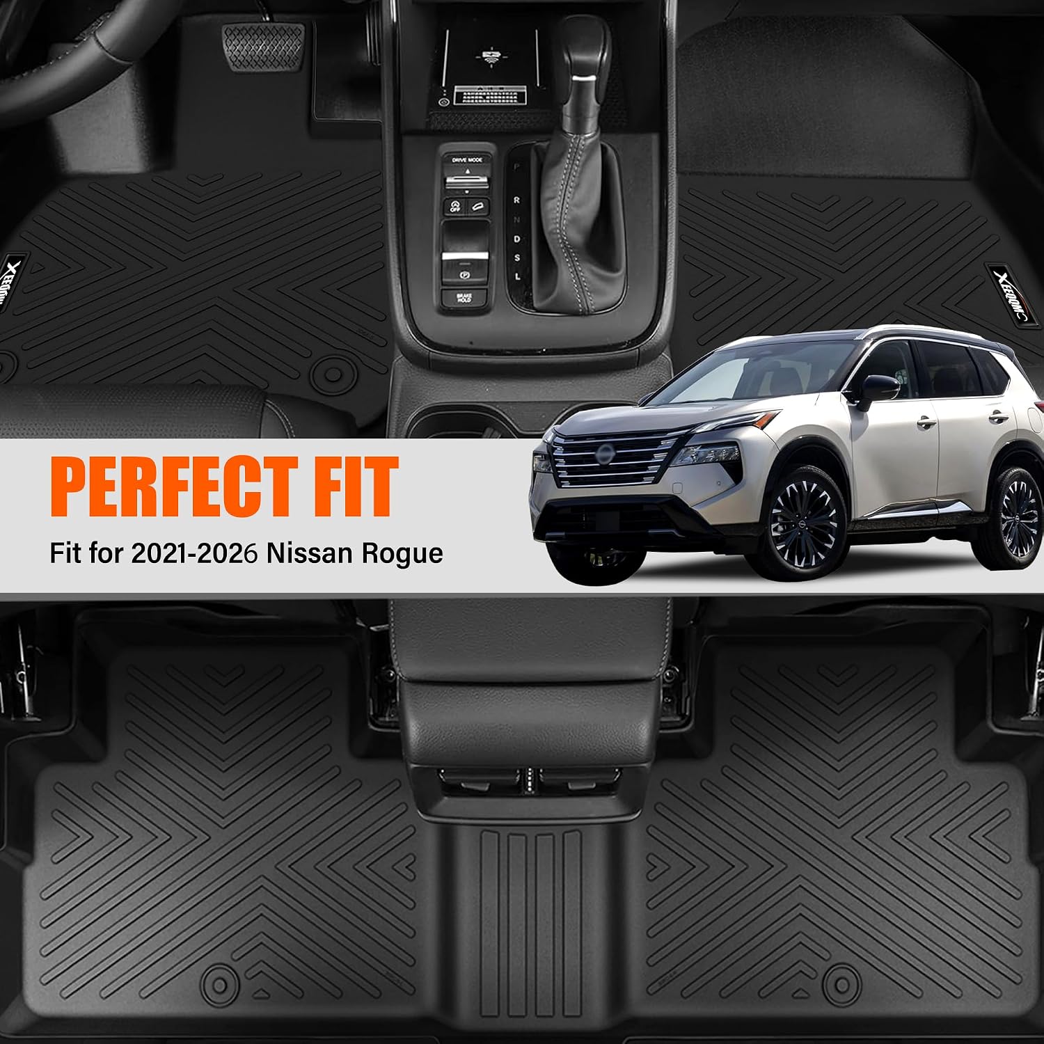 Floor Mats & Cargo Liner for 2021-2025 Nissan Rogue with Backrest Mat S/SV/SL/Platinum (NOT for Sport) All Weather TPE Protection Floor Liners Full Set with Trunk Mat for 2025 Nissan Rogue Accessories