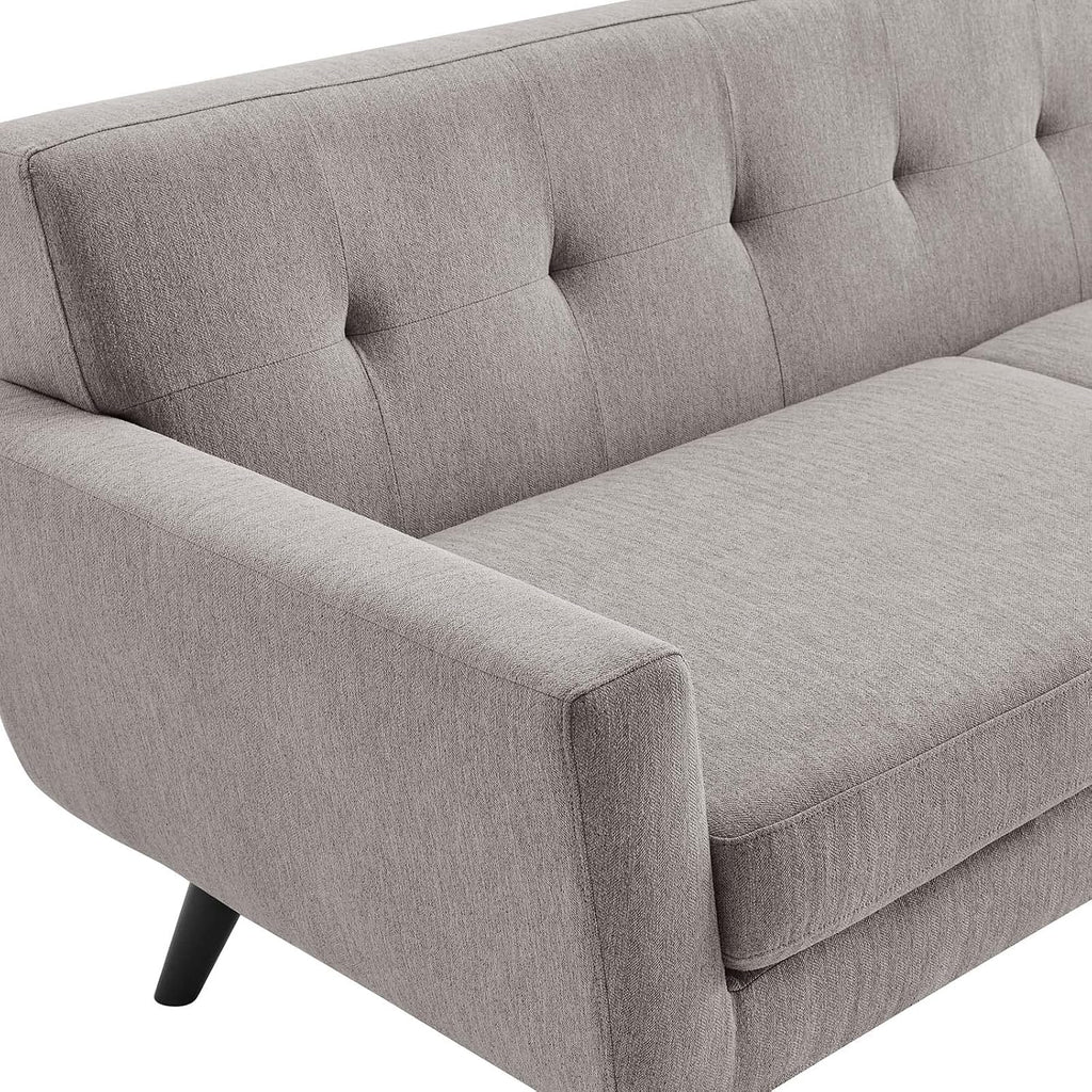 Modway Engage Mid-Century Modern Herringbone Fabric Sofa in Light Gray