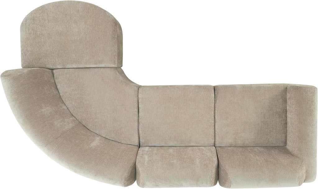 Merax Modern Curved Sectional Sofa with Ottoman, Couch 4-Piece Set High-Density Compressed Sponge, Fully Assembled, Right Hand Facing, Plush Deep Seat for Living Room, Lounge, Apartment, Espresso