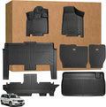 Floor Mats Full Set for Dodge Grand Caravan 2008-2021 & for Chrysler Town & Country 2008-2016(ONLY Stow'n Go), TPE All Weather Protection Custom Fit Floor Liners & Backrest Mat & Cargo Liner