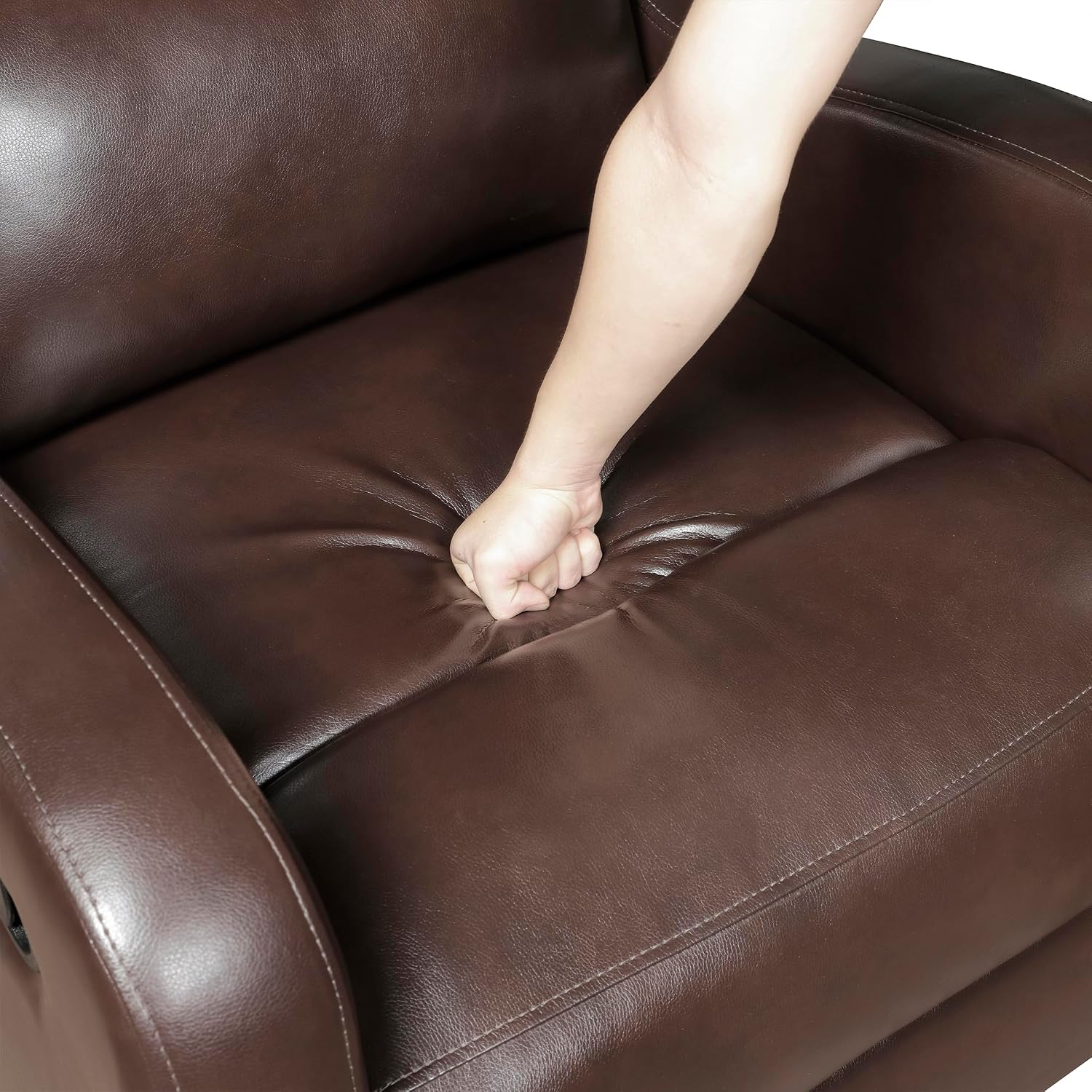 Lexicon Manual Recliner Chair, Reclining Sofa Chair, Home Theater Seating, Wall Hugger, Manual Recliner for Living Room/Office/Apartment, Easy Assembly, Brown Faux Leather