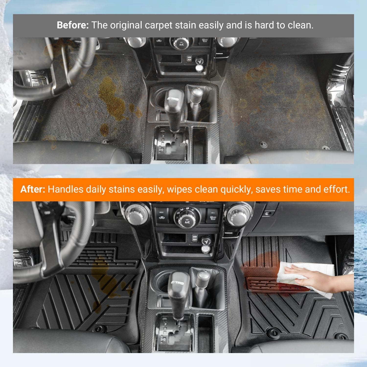 powoq Floor Mats Compatible with Toyota 4Runner Cargo Mat Backrest Mat TPE Replacement for 2013-2024 Toyota 4Runner Accessories (Fit W/Sliding Tray, Upgraded Trunk Mat+Backrest Mat+Floor Mats)