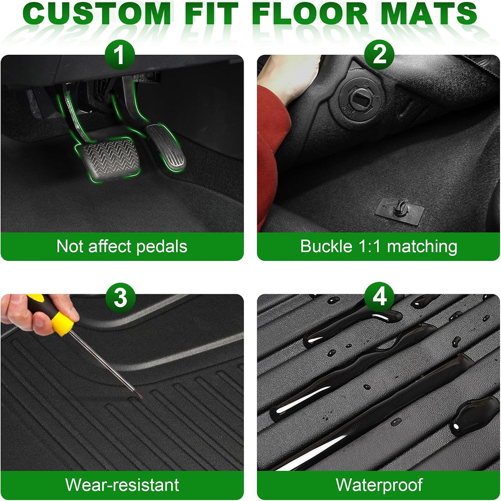 AOMSAZTO Floor Mats for 2022-2026 Toyota Tundra/Tundra Hybrid (Only CrewMax Cab) 5.5FT Truck Bed Mat - All Weather Protection Floor Liners & Bed Liner Set Accessories