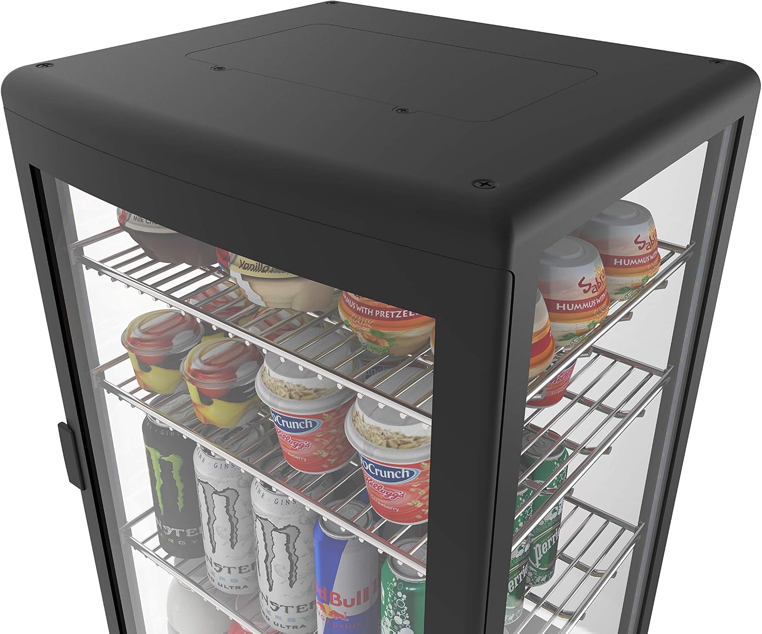 KoolMore Countertop Refrigerator Display Case Commercial Beverage Cooler with LED lighting - 3 cu. ft Capacity, Stainless Steel (CDCU-3C-SS)