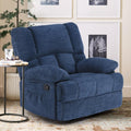 Oversized Rocker Recliner Chair, Wide Rocker Chair with Adjustable Backrest Footrest, Oversized Recliner for Adults, Reclining Sofa for Living Room, Blue