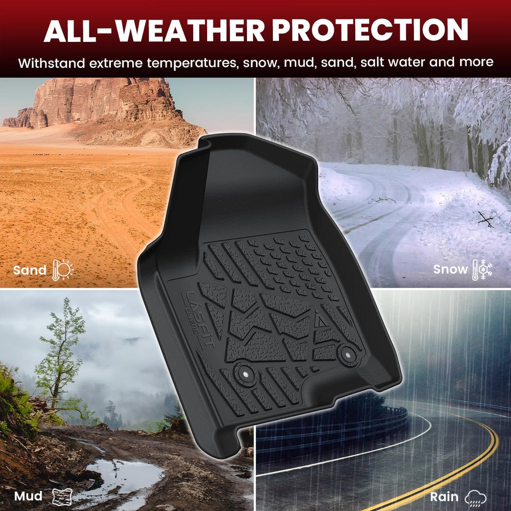 LASFIT Floor Mats 2019-2026 for Chevrolet Silverado/GMC Sierra 1500, 2020-2026 2500HD 3500HD, Only Without Rear Underseat Storage Box, Only Bucket Seat/Crew Cab (Not for Regular/Double Cab)