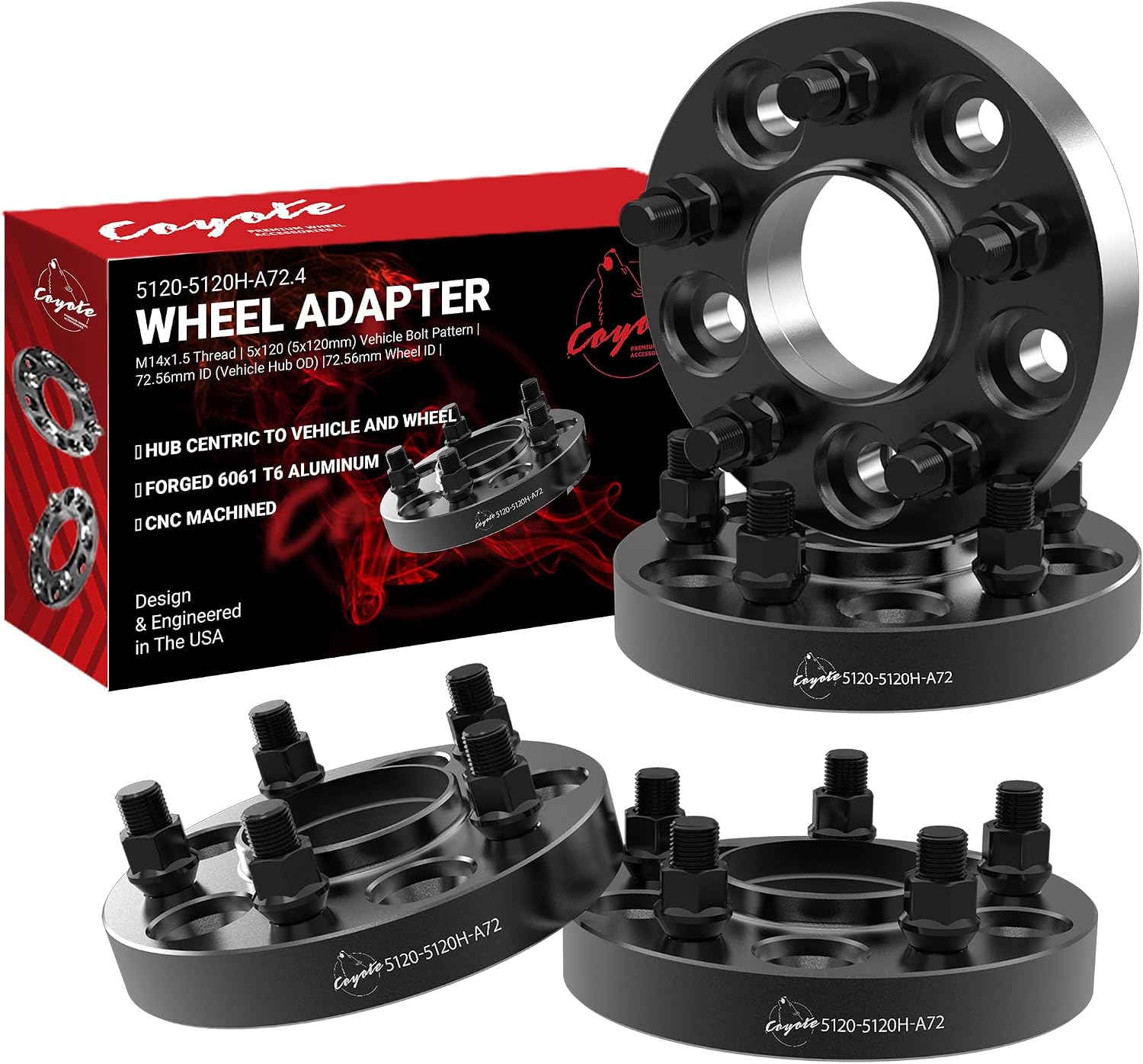 Wheel Accessories Parts 4 Pcs Hub Centric Wheel Spacers 5 on 120mm 5x120mm 1.00 Inch Thick 72.56mm Hub M14x1.5 14x1.5 Thread Stud Fits Land Rover Range Rover Sport Range Rover Discovery Defender 110