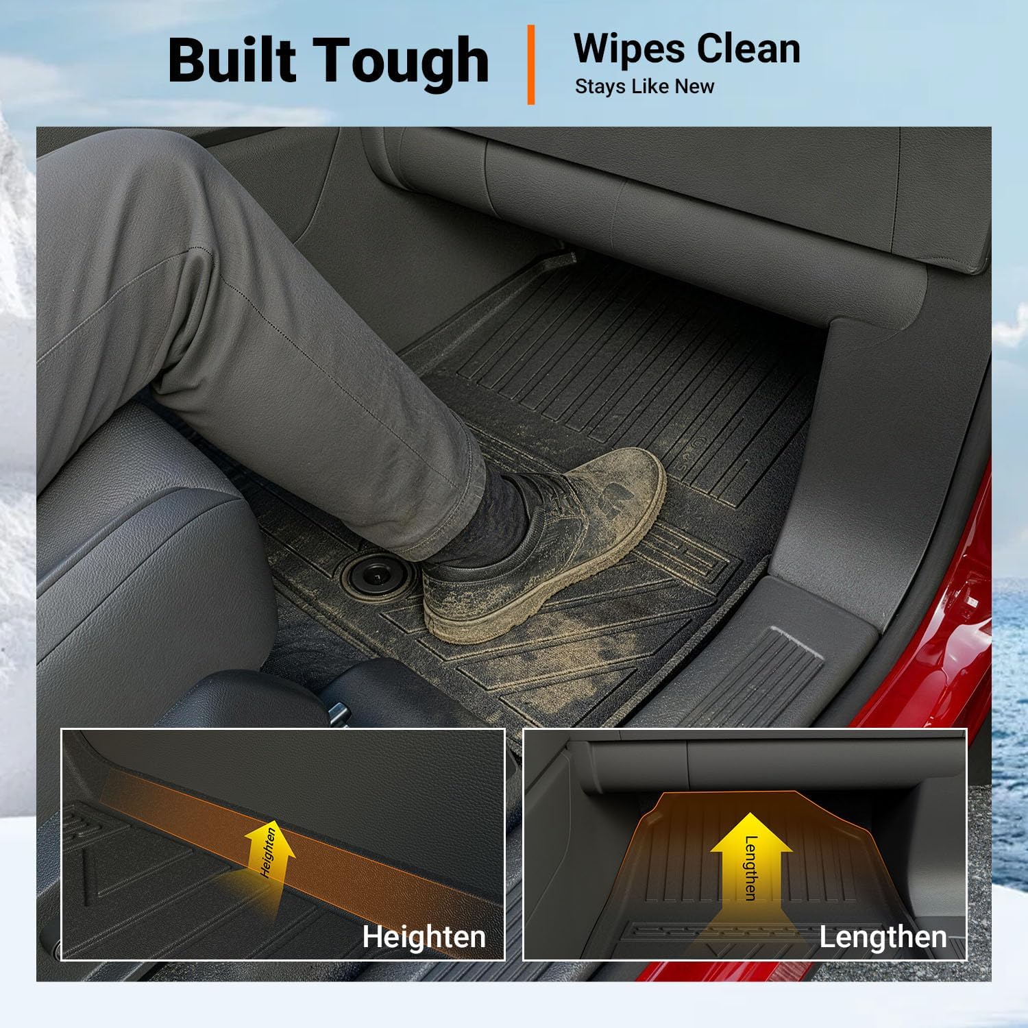 powoq Floor Mat Compatible with 2023-2026 Honda Pilot Cargo Mat Floor Liner Cargo Trunk Liner TPE Replacement for 2023-2026 Honda Pilot Accessories (Trunk Mat with Backrest Mat+Floor Mats)