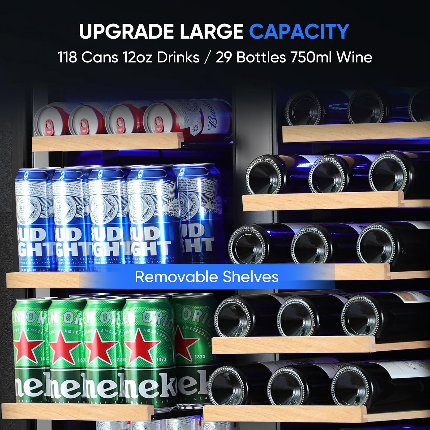 ORYMUSE 30' Stainless Steel Wine & Beverage Refrigerator - Dual Zone, Built-in/Freestanding with Upgraded Cooling - 30 Bottles & 110 Cans Capacity