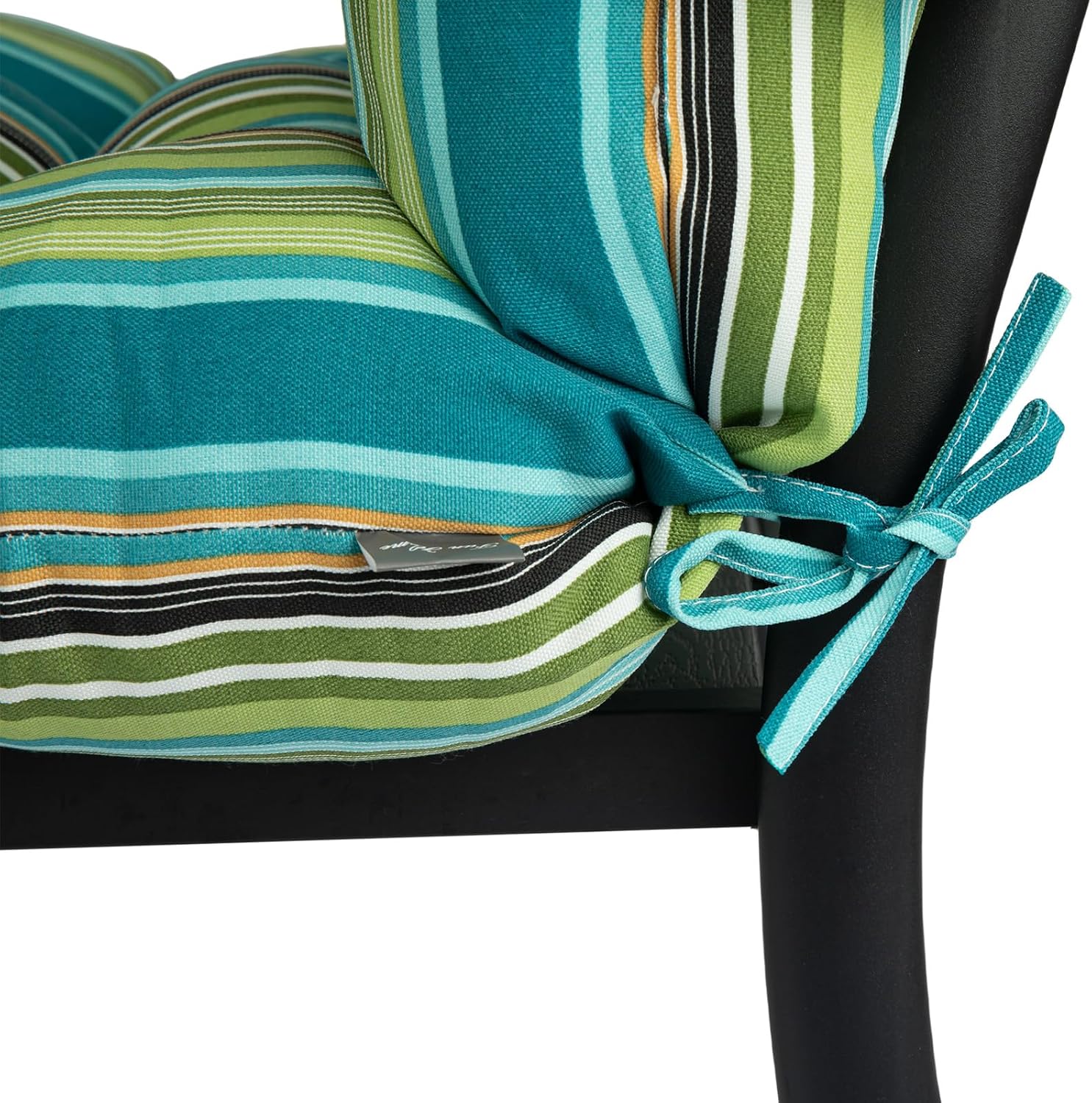 Outdoor High Back Chair Cushions Set of 2,Reversible Lawn Chair Cushion 44 x22 inch,Water Resistant Tufted Adirondack Chair Cushion,for Garden Rocking Chair,Patio Furniture(Green Stripe)
