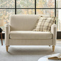 HULALA HOME 50.5' Loveseat Sofa with Solid Wood Spindle Legs, 2 Seater Farmhouse Sofa with Rolled Wide Armrests, Comfy Upholstered Small Couch for Living Room Bedroom, Linen