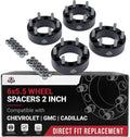 6x5.5 Wheel Spacers 2 Inch, Set of 4 - 6 Lug 50mm Wheel Centric Adapter - Fits Chevy, GMC & Cadillac - 1999-2022 Silverado, Sierra, Avalanche, Tahoe & Suburban - 6x139.7mm Bolt Pattern, M14x1.5 Studs
