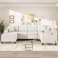 Eafurn Oversized U Shaped Sectional Sofa Tufted Couch w/Left Chaise, 6-Seater Chenille Convertible Corner Couches w/Cup Holders, Storage Armrest and USB Ports