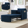 Merax Convertible Chair Bed with a Storage Basket, 3-in-1 Pull Out Sleeper Couch with 5-Position Adjustable Backrest, Linen Folding Sofa Bed for Living Room, Apartment Blue