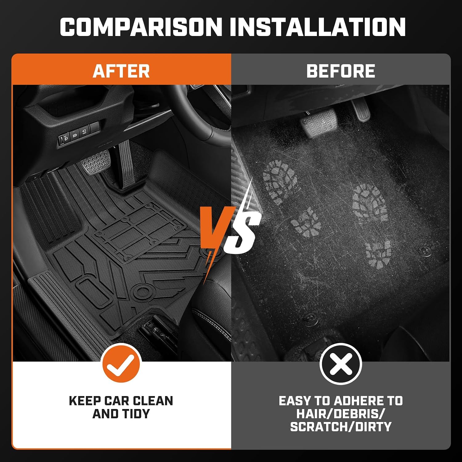 Mixsuper Floor Mat & Cargo Liner for Toyota RAV4 Hybrid 2026 (Not for Phev)(Not for Cargo Area with subwoofer),All Weather TPE RAV4 Accessories Full Set Car Mats with Door Sill Guards,Anti-Slip Black