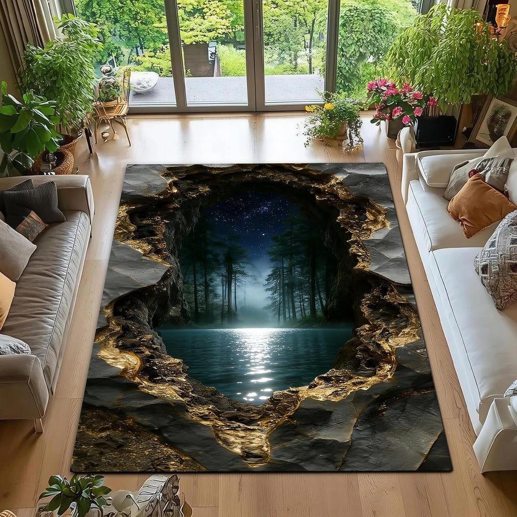 H,106'*149',3D Optical Illusion Rug for Bedroom, Area Rugs 8x10 for Living Room, 5x7 Floral Area Rugs Rugs, Non-Slip Cool 3D Rugs with Colorful Vortex Carpet for Livingroom Gameroom Home Decor