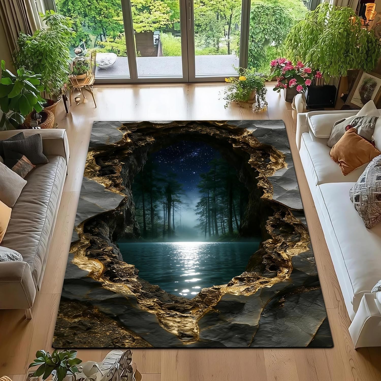 H,106'*149',3D Optical Illusion Rug for Bedroom, Area Rugs 8x10 for Living Room, 5x7 Floral Area Rugs Rugs, Non-Slip Cool 3D Rugs with Colorful Vortex Carpet for Livingroom Gameroom Home Decor