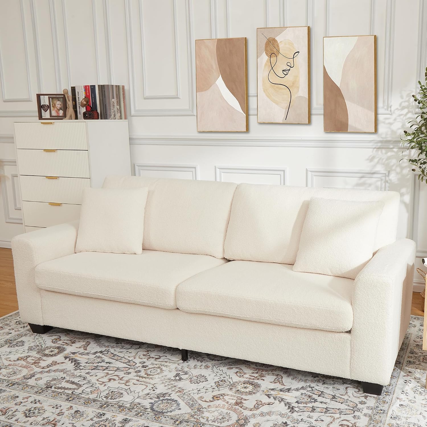 83 Inch Oversized Loveseat Sofa, Modern Corduroy 2 Seater Deep Seat Couch with Wide Armrest, Removable Washable Cushion Cover, Cozy Sofa for Living Room Bedroom Apartment