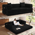 MoonSpeak 78.8''Sleeper Couch Bed for Livingroom,Convertible Modular Sofa with Armrest Pillow,Modular Foldable Corduroy Couches in a Box,No Assembly (Black)