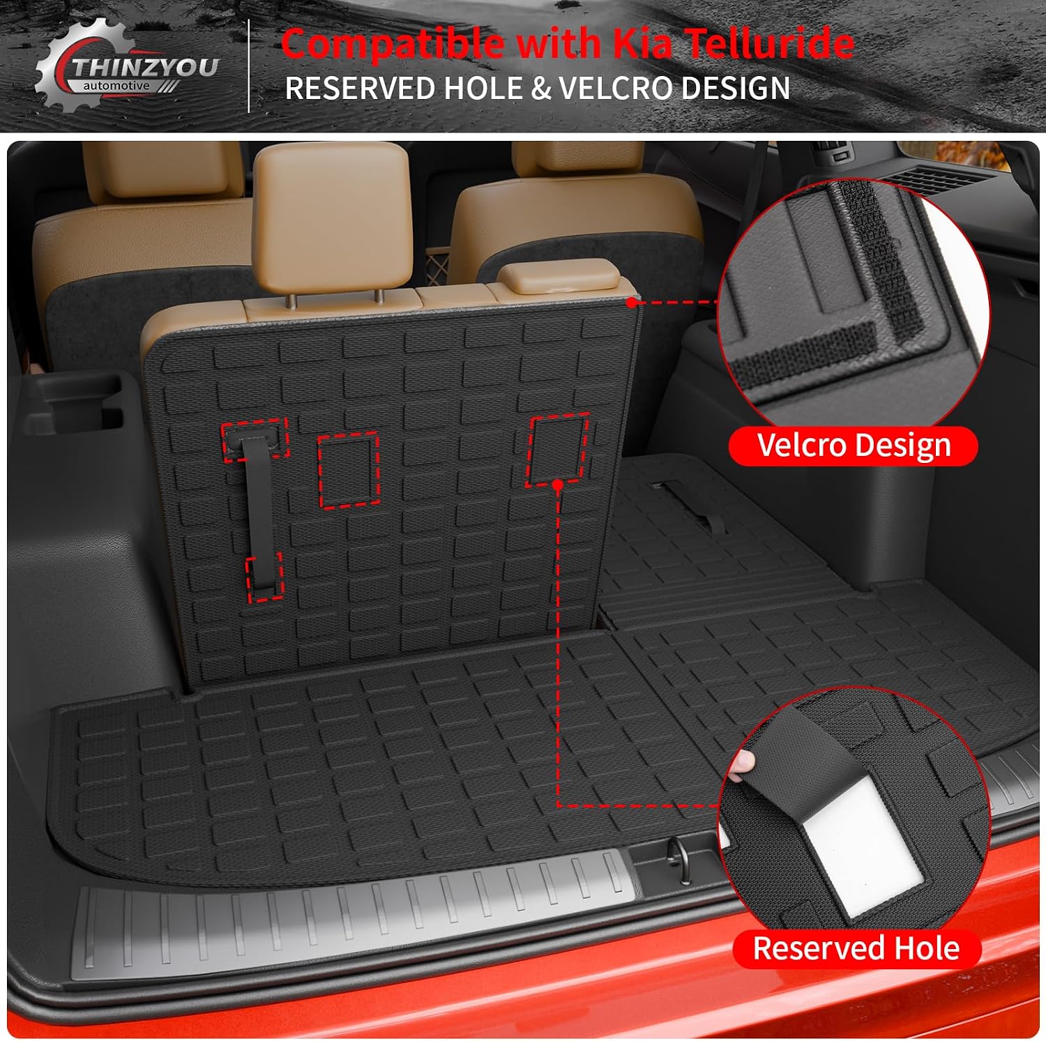 Floor Mats Compatible with 2020-2025 Kia Telluride 7&8 Seats (NOT for 2027) Cargo Mat Cargo Liner Back Seat Cover 2024 Telluride Accessories (Trunk Mat with Backrest Mats+Floor Mats)