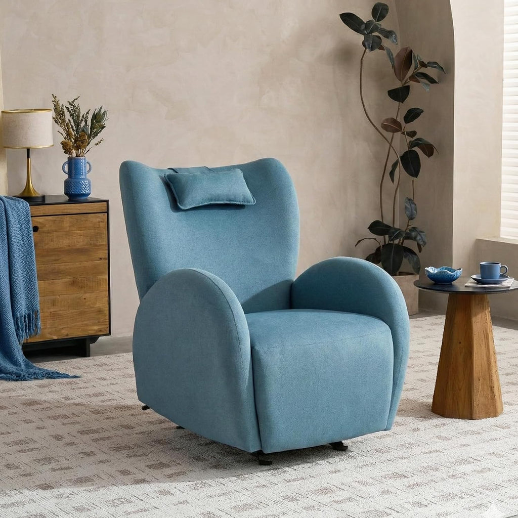 EONIX Stylish Power Glider Rocker Recliner Chair, Dual Motor Independently Controlled Footrest and Backrest, Detachable Headrest, Lazy Boy Recliner Chair for Living Room, SXXY010041, Teal Blue