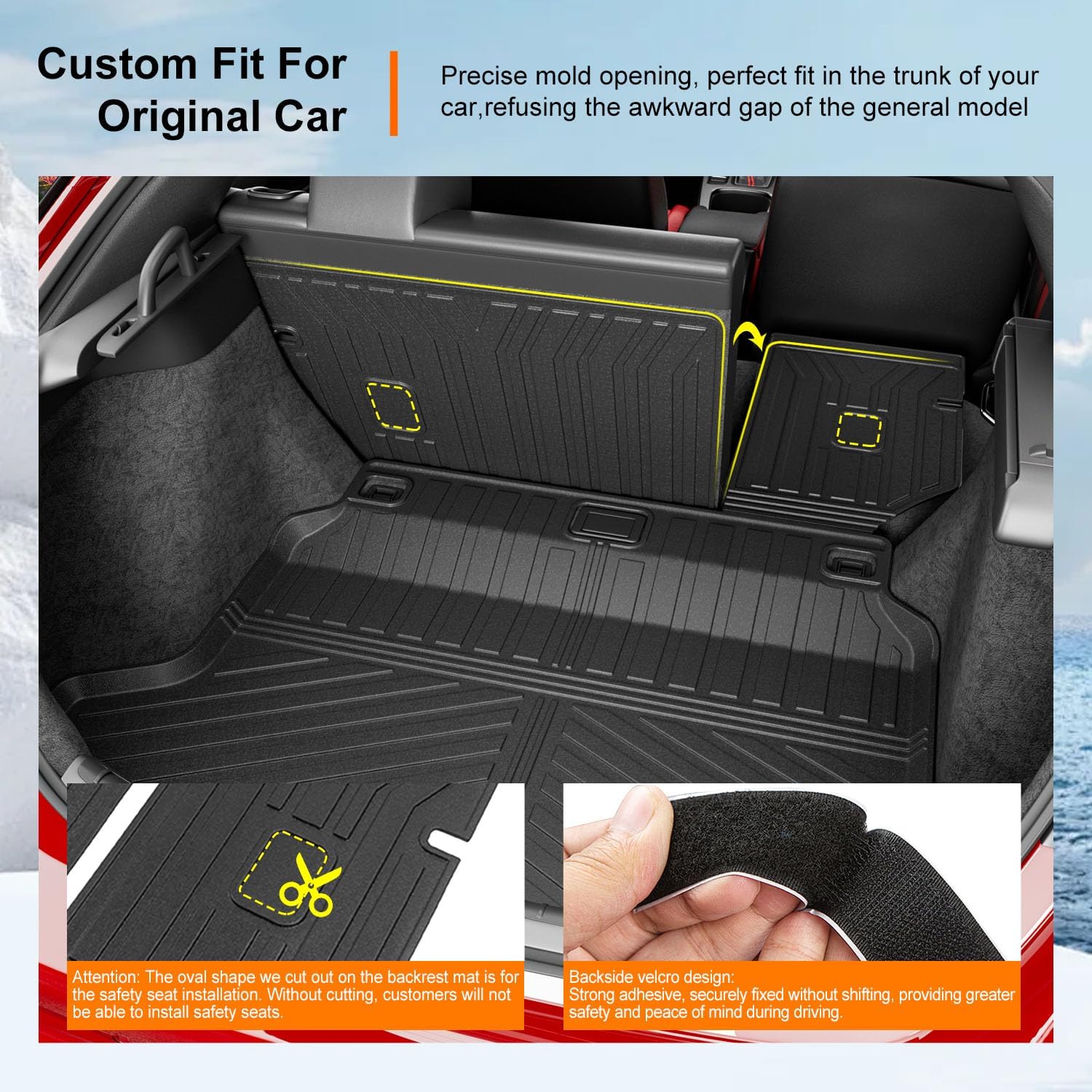 powoq Floor Mats Compatible with 2022-2026 Honda Civic Hatchback Cargo Mat Cargo Liner Floor Liner TPE Replacement for 2022-2026 Honda Civic Accessories (Trunk Mat+Backrest Mats+Floor mats)
