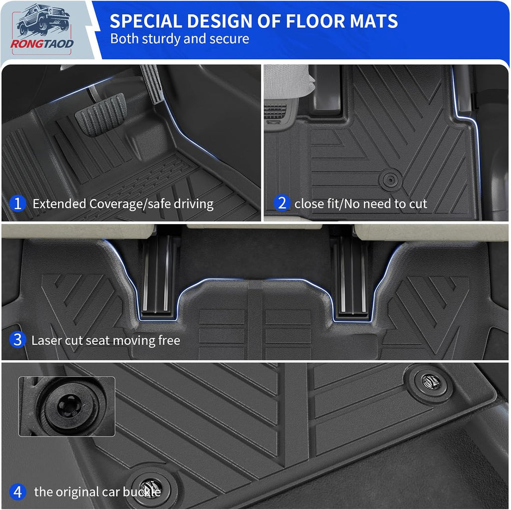 Rongtaod Floor Mats Compatible with 2023 2024 2025 2026 Honda Pilot Cargo Mat Trunk Mat Cargo Liner Back Seat Cover Protector All Weather Pilot Accessories (Trunk Mat with Backrest Mat+Floor Mats)