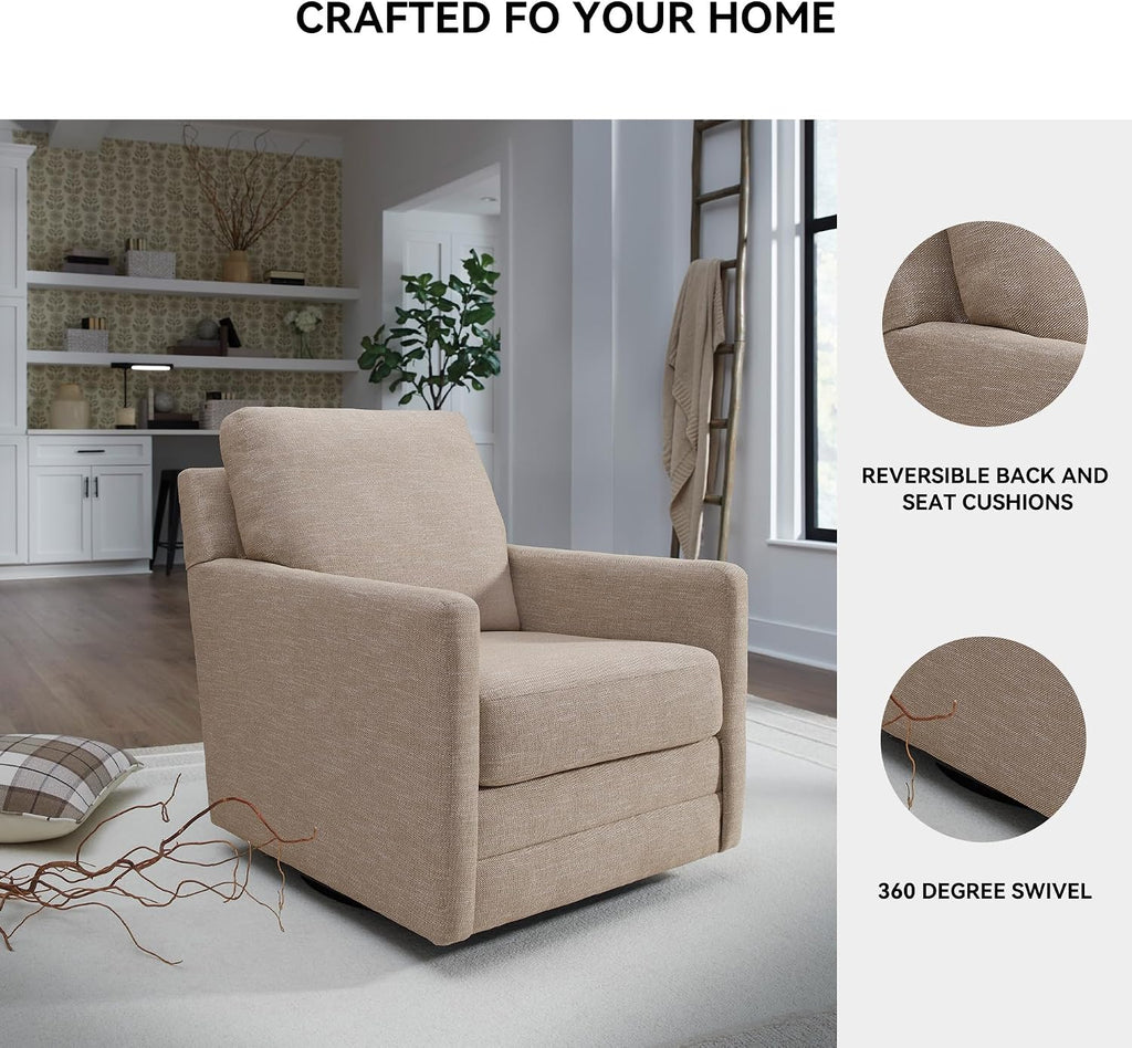 Signature Design by Ashley Freybourne Next-Gen Nuvella Casual Stain Resistant Swivel Accent Chair with Reversible Cushions, Light Brown