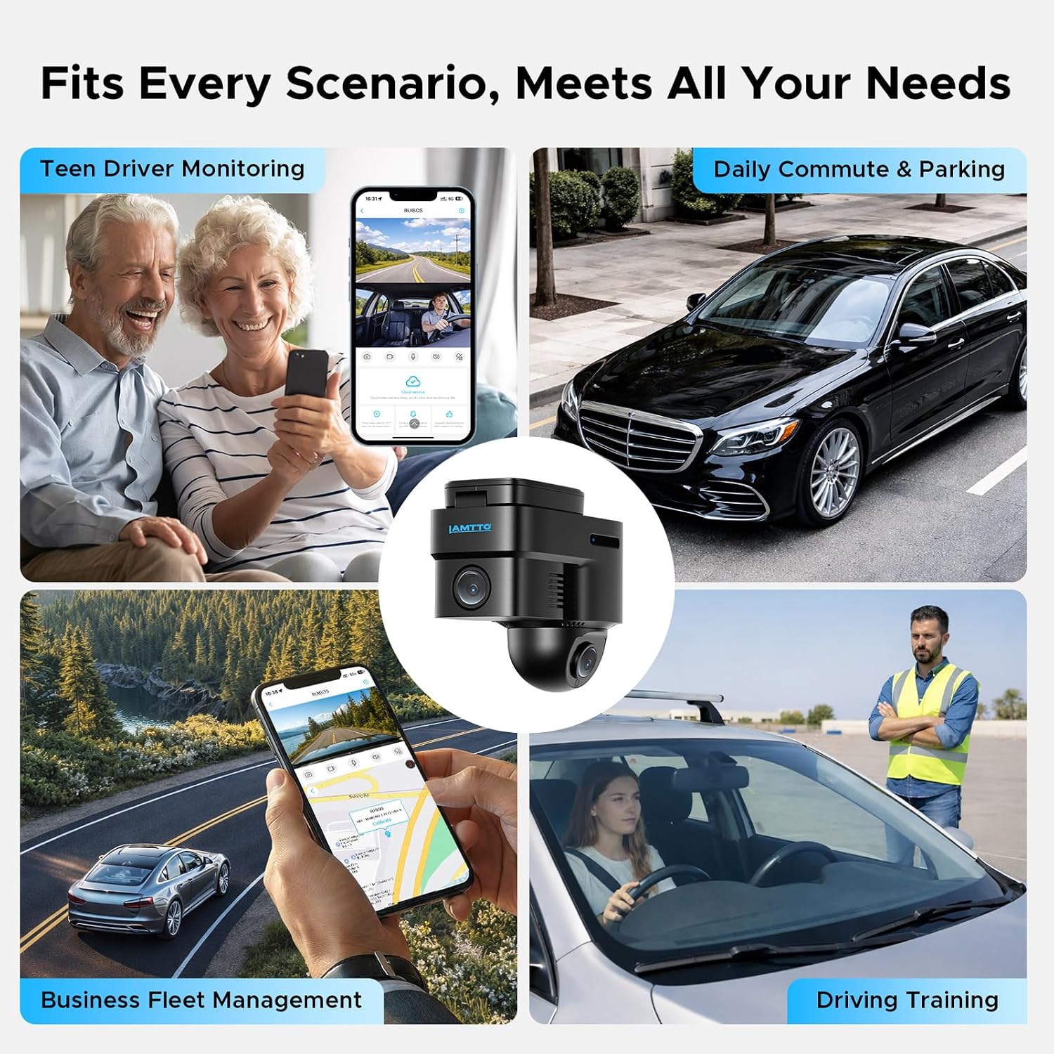 LAMTTO 4G LTE Wireless Dash Cam Front and Inside, Remote Live View Car Security Camera, Dual Dashcam with Radar Sentry Parking Monitor, Anti-Theft GPS Tracking for Vandalism, Fleet & Teen Safety