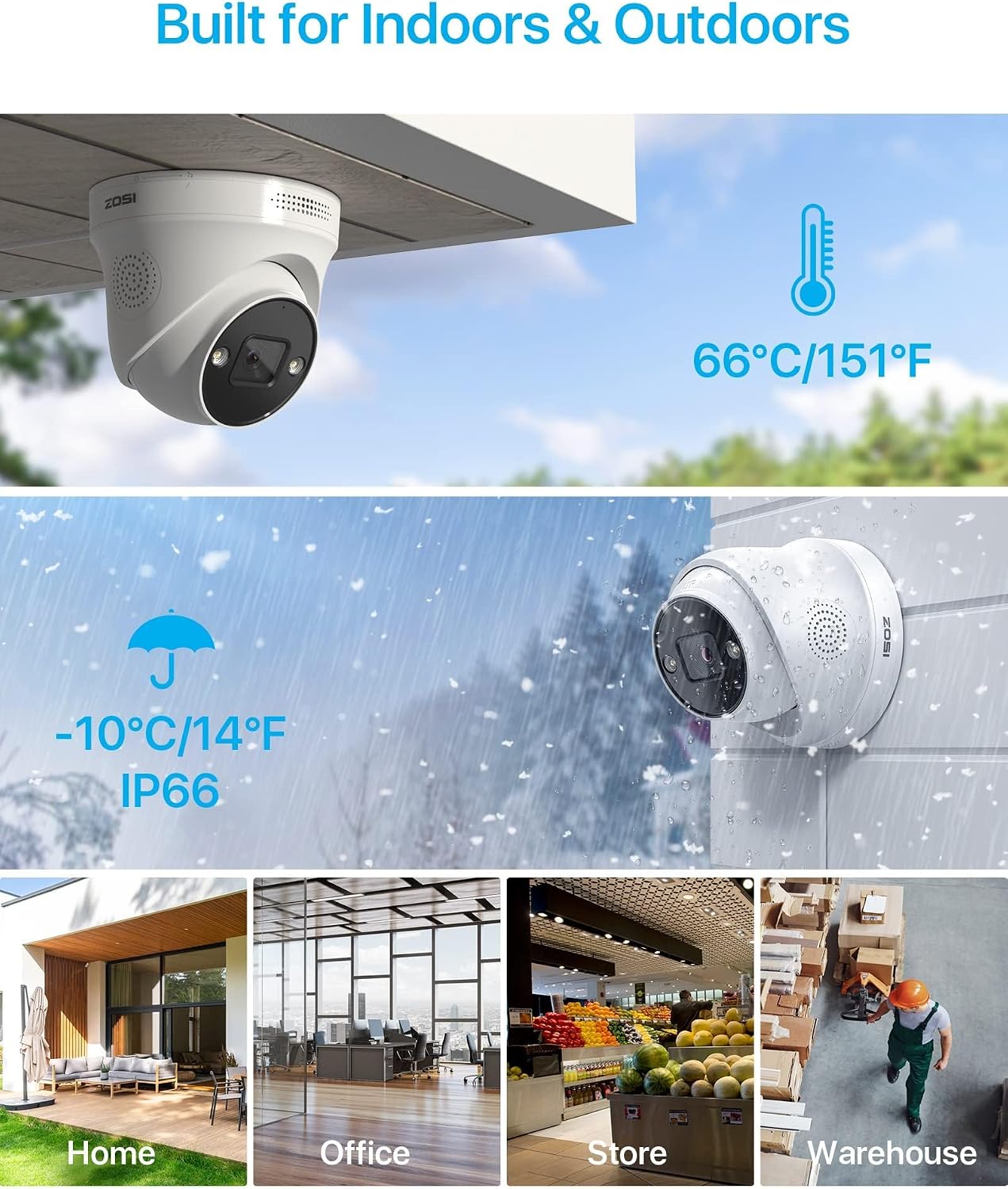 ZOSI 4K POE CCTV Security Camera System,8pcs 4K POE Camera with AI Person Vehicle Detection, 8 Ports 16CH 8MP NVR with 2TB HDD for 24/7 Recording,Color Night Vision, Sound Light Alarm, Two-Way Audio