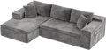 Homall 109' Boneless Couch with Memory Foam, Modular Sectional Sofa with L-Shape Chaise, Cloud Couch with Deep Seat, Dual Cup Holders & Side Pockets, No Assembly Required (Gray)