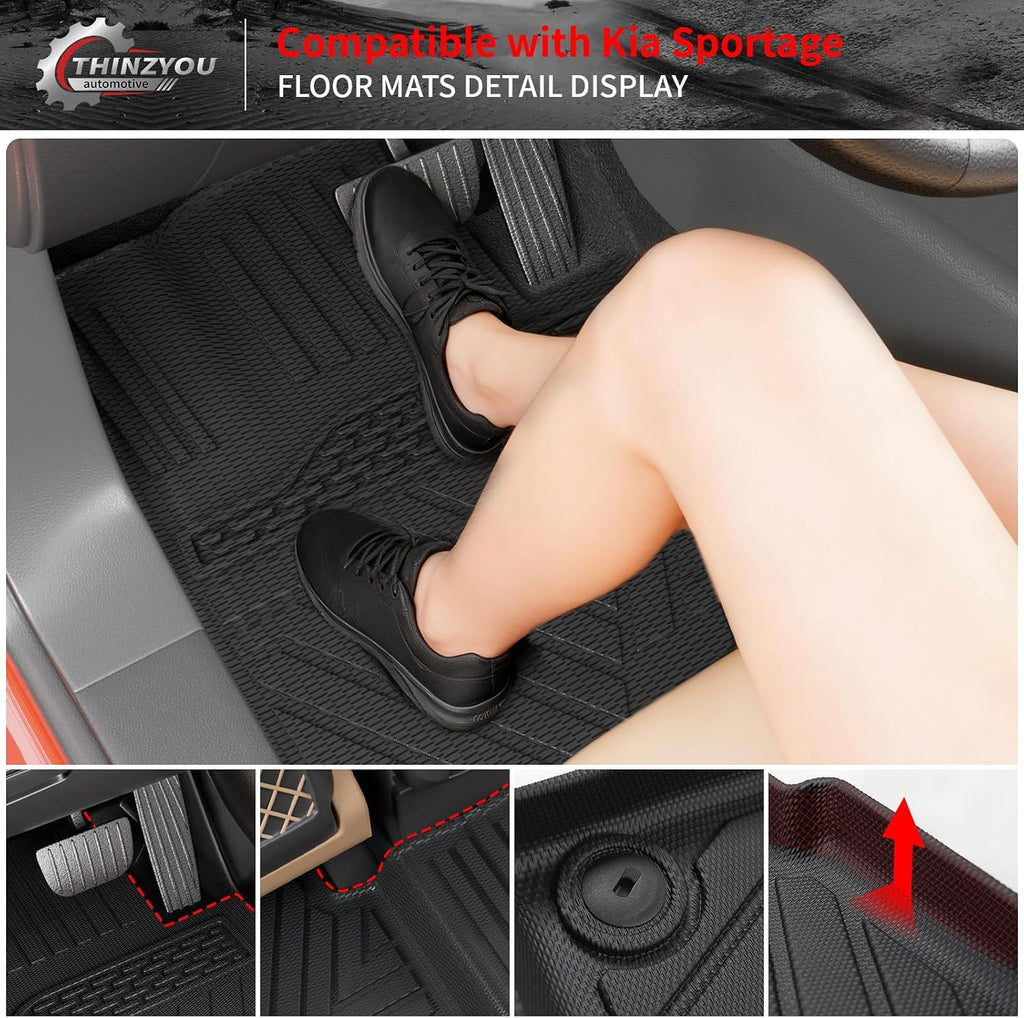 Floor Mats Compatible with 2023 2024 2025 2026 Kia Sportage Cargo Mat Cargo Liner TPE All Weather Back Seat Cover Protector 2025 Sportage Accessories (Trunk Mat+Backrest Mats+Floor Mats)