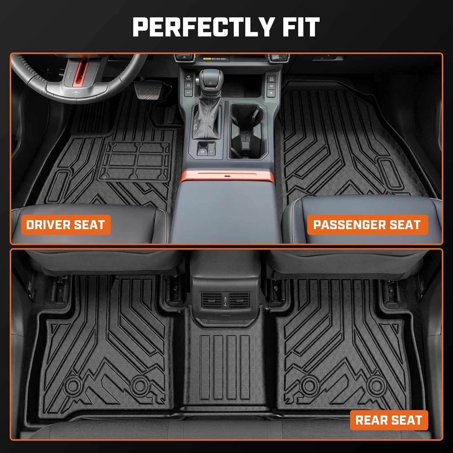 Mixsuper Floor Mat & Cargo Liner for Toyota RAV4 Hybrid 2026 (Not for Limited with Subwoofer),All Weather TPE Rubber Floor Liners Protection for RAV4 Accessories,Full Set Anti-Slip Car Mats,Black