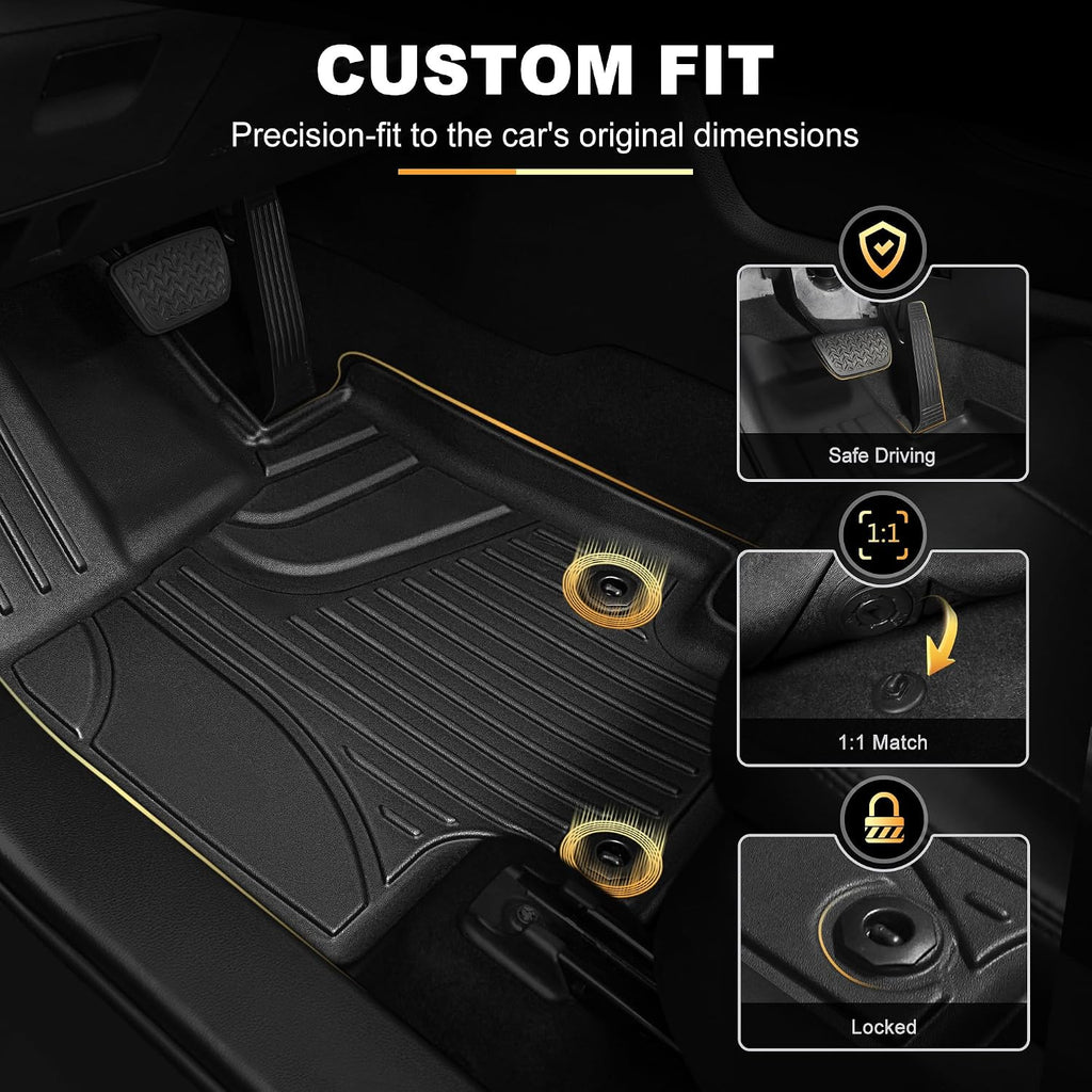 Floor Mats for Toyota Highlander 2020-2026 7 Seats - All Weather Floor Liners and Cargo Mat with Seatback Protector Highlander Accessories