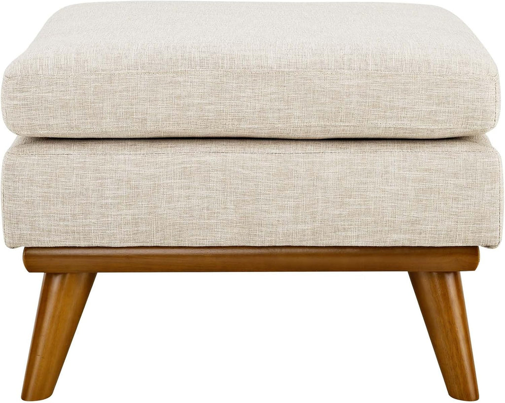 Modway Engage Mid-Century Modern Upholstered Fabric Ottoman in Beige