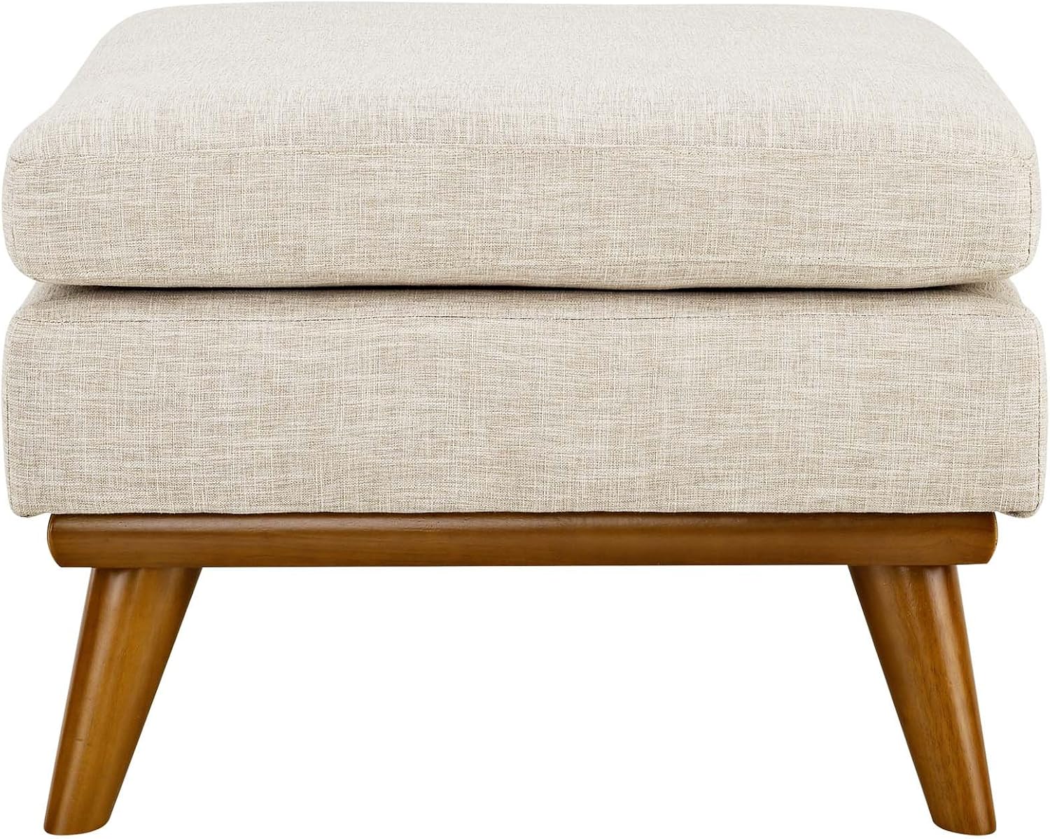 Modway Engage Mid-Century Modern Upholstered Fabric Ottoman in Beige