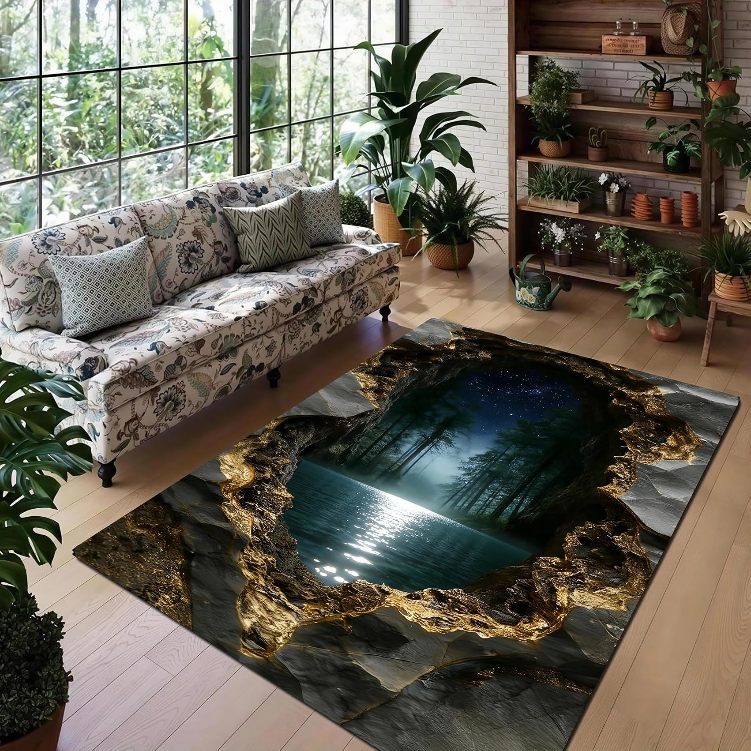 H,106'*149',3D Optical Illusion Rug for Bedroom, Area Rugs 8x10 for Living Room, 5x7 Floral Area Rugs Rugs, Non-Slip Cool 3D Rugs with Colorful Vortex Carpet for Livingroom Gameroom Home Decor
